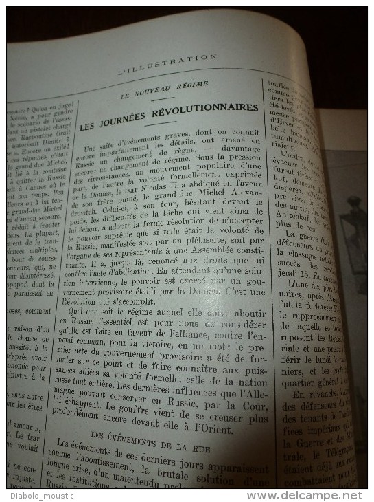 1917 :Révolution RUSSE;Kerenski;Photo Nicolas II,Fils Et Filles Et Garde Impériale;Forges Du CREUSOT;Lassigny;L'AUTOPED - L'Illustration