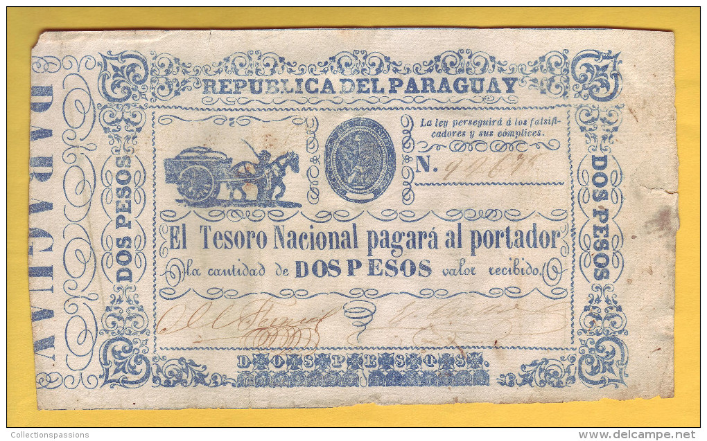 PARAGUAY - Billet De 2 Pesos. 1865.  Pick: 22. TTB - Paraguay