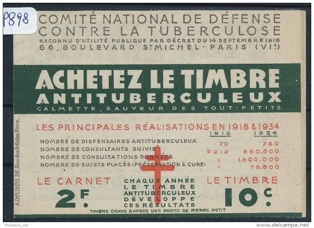 FRANCE  CARNET VIGNETTE ANTI TUBERCULEUX   CALMETTES LAIT NESLE    LUXE - Antituberculeux