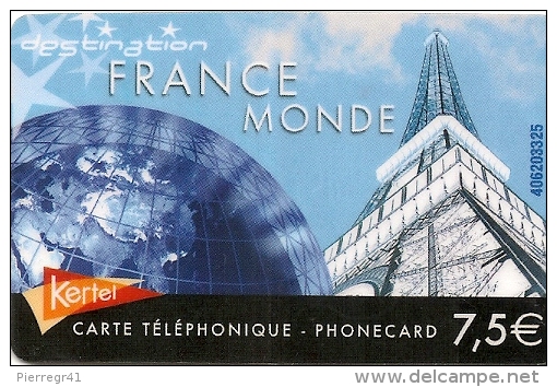 CARTE-PREPAYEE-KERTEL-7.5 € -2002-PISTE MAGNETIQUE-TOUR EIFFEL-V° Code En Haut- TBE- - Sonstige & Ohne Zuordnung