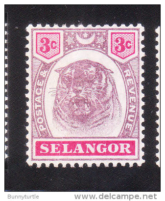 Malaya Selangor 1895-99 Tiger 3c Mint Hinged - Selangor