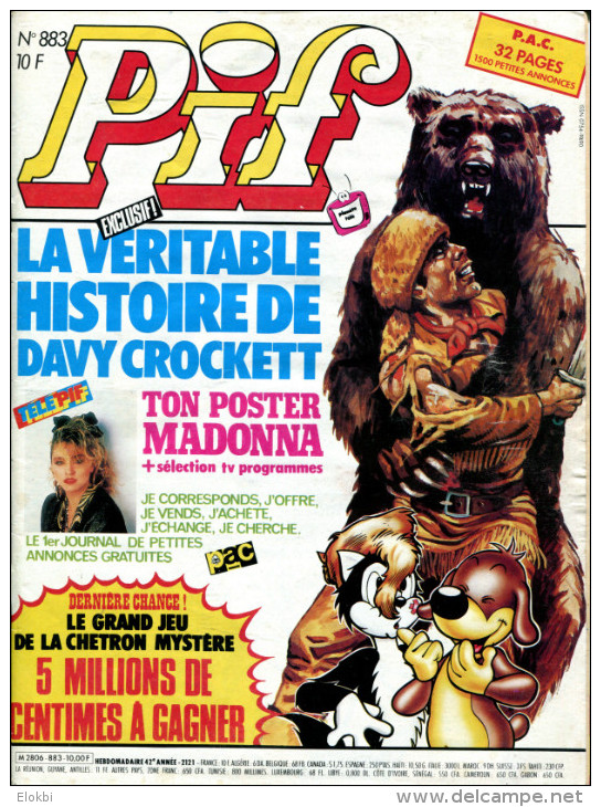 Pif Gadget N°883 Avec "la Véritable Histoire De Davy Crockett" - Pif Gadget