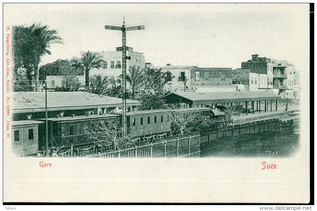 AFRICA EGYPTE SUEZ LA GARE VINTAGE POSTCARD ...UNUSED - Suez