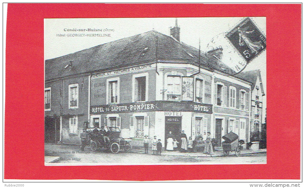 CONDE SUR HUISNE HOTEL GEORGET HERMELINE PUBLICITE CREDIT AGRICOLE CARTE MODERNE EN TRES BON ETAT - Autres & Non Classés