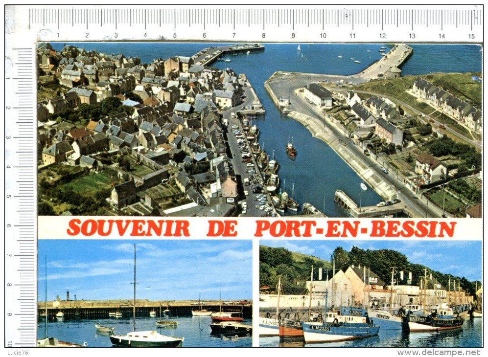 PORT EN BESSIN  -    Souvenir  -  3 Vues - Port-en-Bessin-Huppain