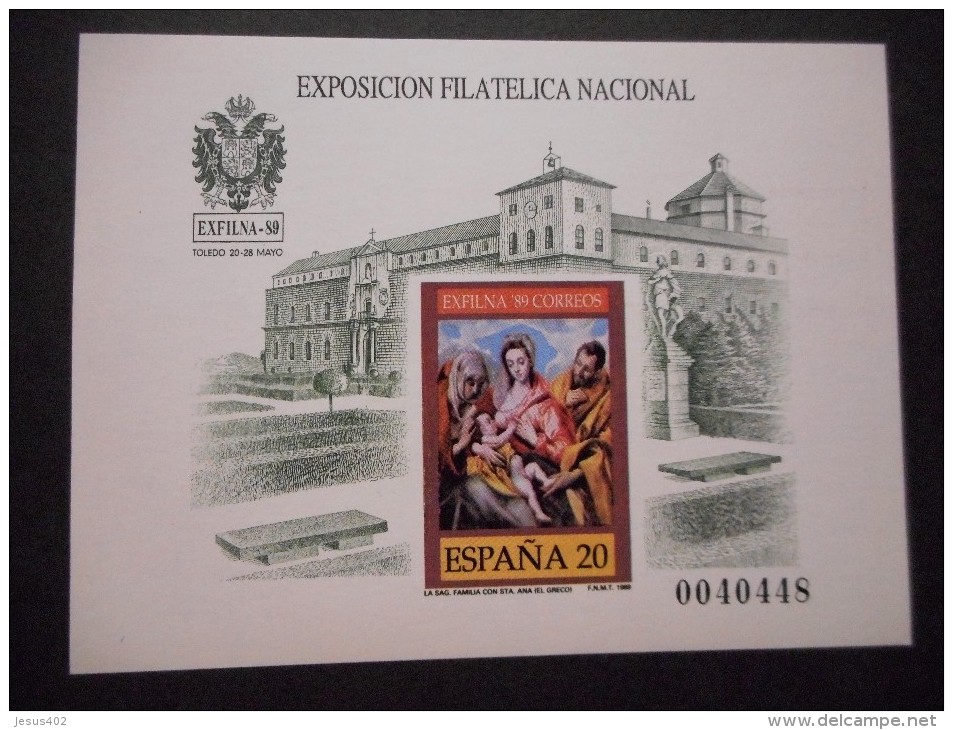 ESPAÑA - ESPAGNE - AÑO 1989 - EXPOSICION FILATELICA NACIONAL EXFILNA 89 (GRECO) - Edifil Nº PRUEBA OFICIAL 19 A ** MNH - Commemorative Panes