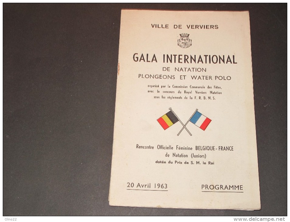 VERVIERS - GALA INTERNATIONAL DE NATATION PLONGEONS ET WATER POLO - 20/4/63 - Programmes