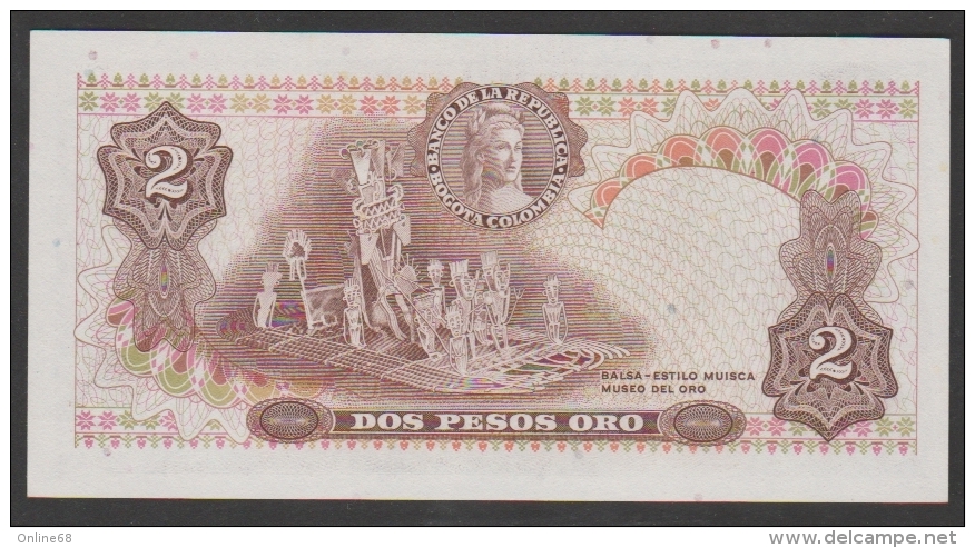 COLOMBIA 2 PESOS ORO 01.01.1973  P#413a  SERIAL# 77829389   UNC - Colombie