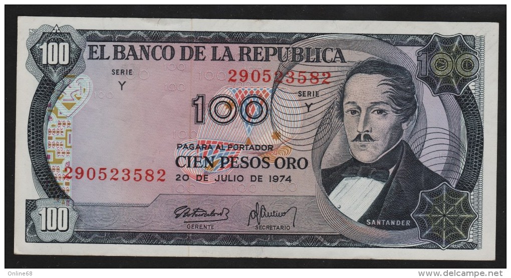 COLOMBIA 100 PESOS ORO 20.07.1974   # Y 290523582 P#415 - Colombie