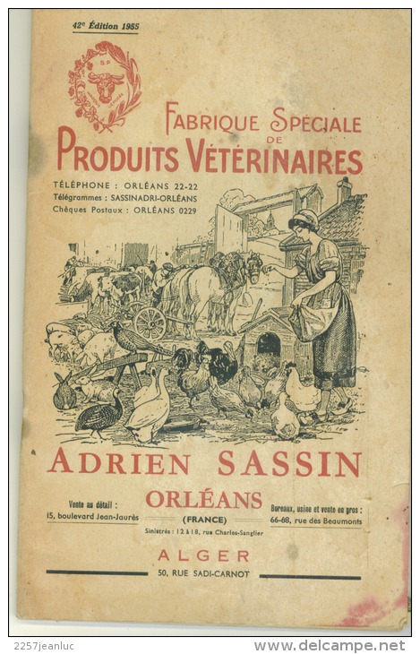 Catalogue Des Produits Vétérinaires Adrien Sassin à Orléans  100 Pages  De 1955 - Animaux