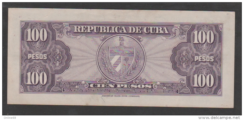 CUBA 100 PESOS 1954  # B741014A P# 82b   F. Aguilera - Cuba