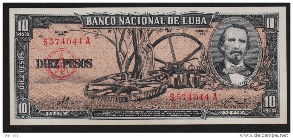 CUBA 10 PESOS 1960  # S574044A  P# 88c   Carlos Manuel De Céspedes - Kuba
