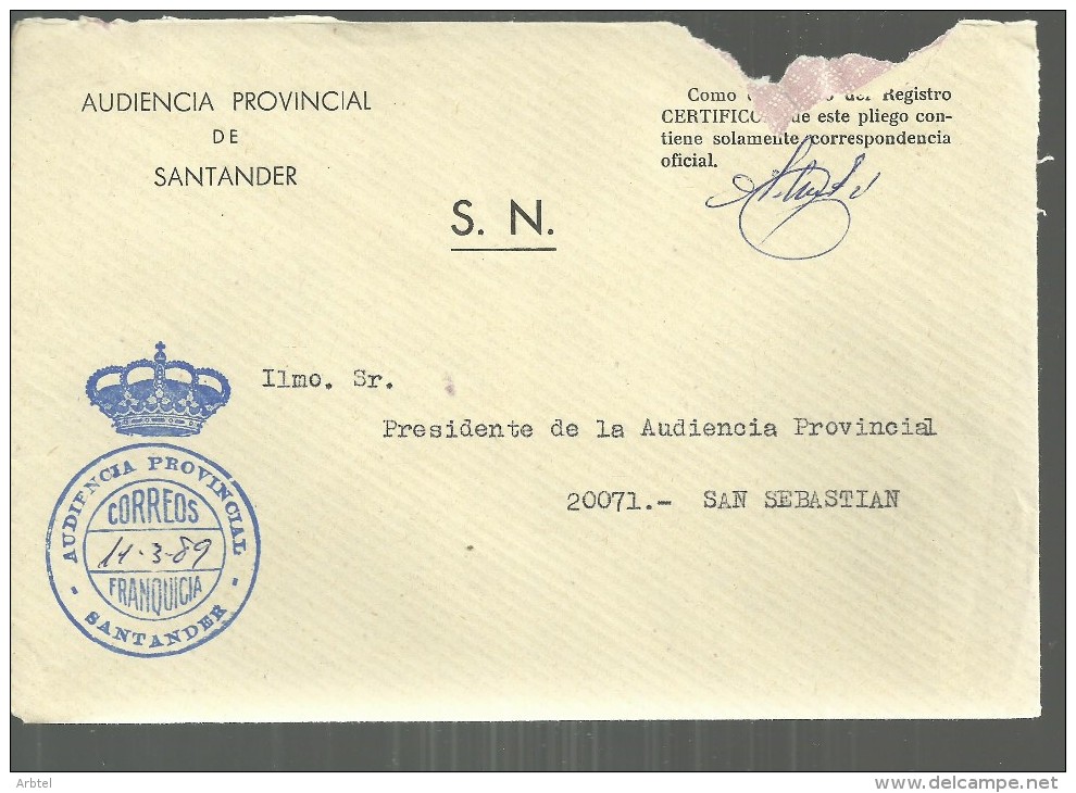 SANTANDER  CC CON FRANQUICIA AUDIENCIA PROVINCIAL SOBRE CON ROTURAS - Postage Free