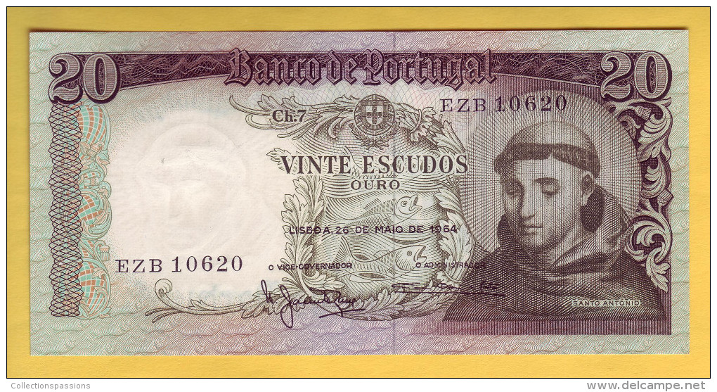 PORTUGAL - Billet De 20 Escudos. 26-05-64.  Pick: 167a. NEUF - Portugal