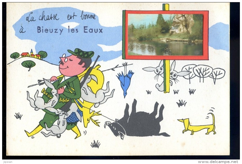 Cpa  Du 56 Bieuzy Les Eaux -- La Chasse Est Bonne à Bieuzy ----------  Baud Pontivy   PY29 - Baud