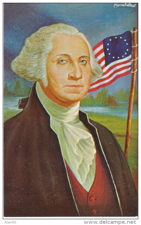 US President Washington, Morris Katz Artist Signed C1960s Vintage Postcard - Personnages