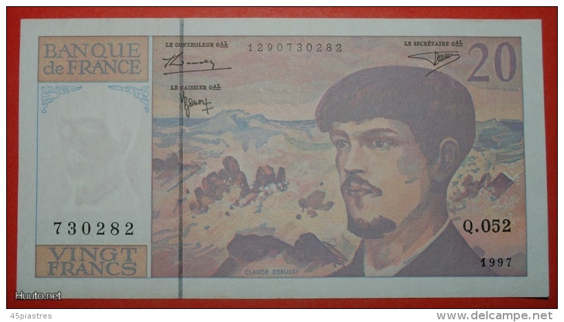 *•  DEBUSSY &#9733; FRANCE 20 FRANCS 1997! ATTRACTIVE CONDITION! LOW START &#9733; NO RESERVE! - 20 F 1980-1997 ''Debussy''