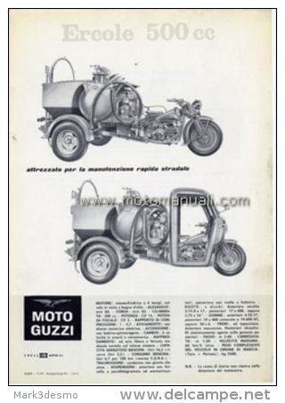 Moto Guzzi Motocarro Ercole 500 1965 Servizi Stradali Depliant Originale Genuine Factory Brochure Catalog Prospekt - Advertising