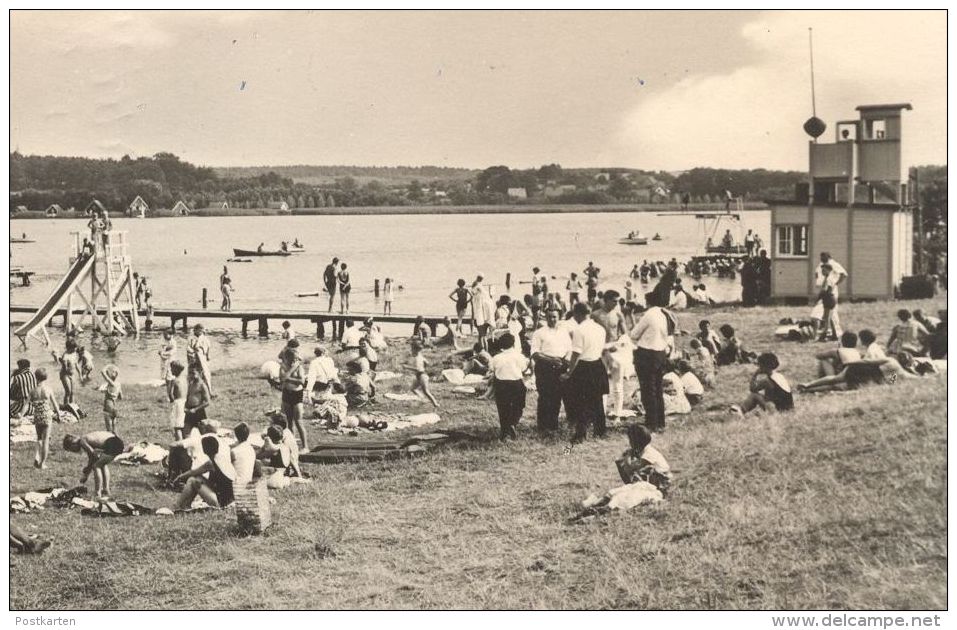 ÄLTERE POSTKARTE KRAKOW AM SEE BADEANSTALT Strandbad Bad Bath Beach Mecklenburg-Vorpommern AK Ansichtskarte Postcard Cpa - Krakau