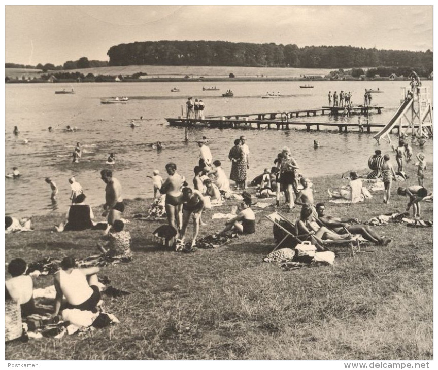 ÄLTERE POSTKARTE KRAKOW AM SEE BADEANSTALT Strandbad Bad Bath Beach Mecklenburg-Vorpommern AK Ansichtskarte Postcard Cpa - Krakow