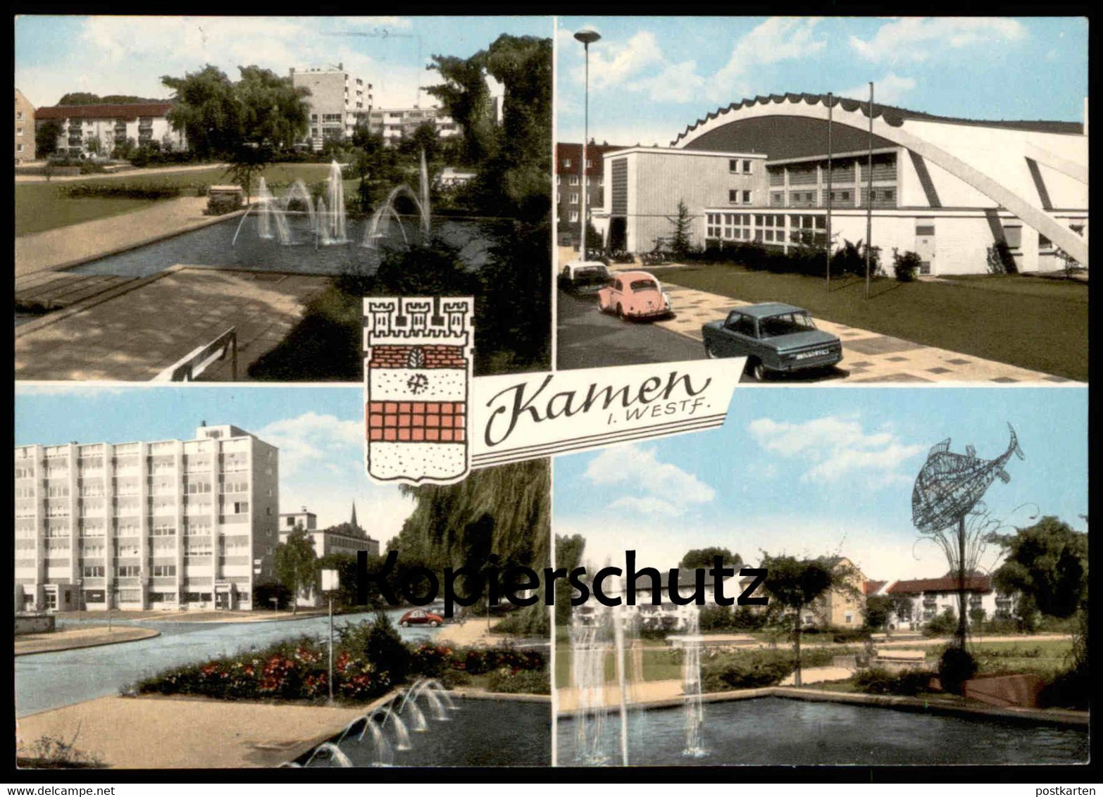 ÄLTERE POSTKARTE KAMEN IN WESTFALEN SPRINGBRUNNEN BRUNNEN VW KÄFER BMW Auto Autos Car Cars Ansichtskarte Cpa Postcard AK - Kamen