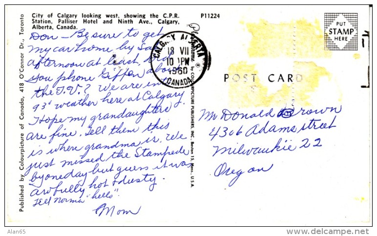 Calgary BC Canada, CPR Station, Palliser Hotel, Autos, C1960s Vintage Postcard - Calgary