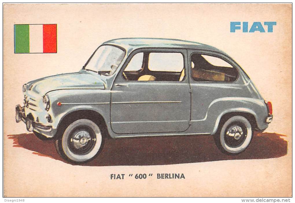02735 "FIAT 600 BERLINA" AUTO - CAR - FIGURINA ORIGINALE - ORIGINAL TRADING CARD. SIDAM - TORINO. 1961 - Moteurs