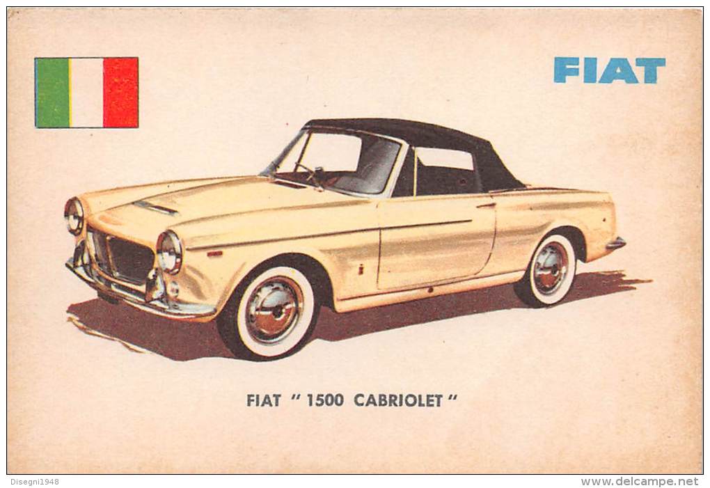 02736 "FIAT  1500 CABRIOLET" AUTO - CAR - FIGURINA ORIGINALE - ORIGINAL TRADING CARD. SIDAM - TORINO. 1961 - Moteurs