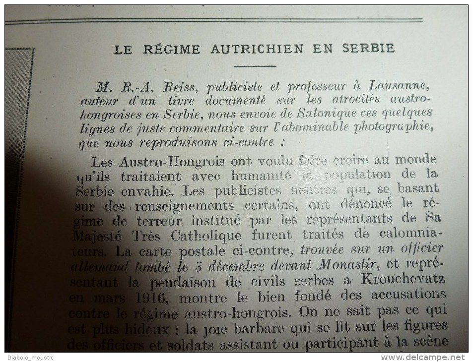 1917: Photo Des SERBES Pendus à KROUCHEVATZ ;Louvemont-H;Bras;Vacherauville;Abris Allemands à FRISE;Nornège;PETROGRAD - L'Illustration