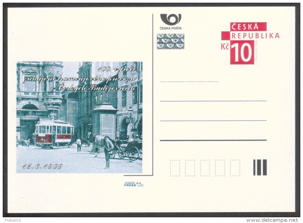 Czech Rep. / Postal Stat. (Pre2009/32) 100th Anniversary Of Tram Operation In Ceske Budejovice (1909-2009) - Tram