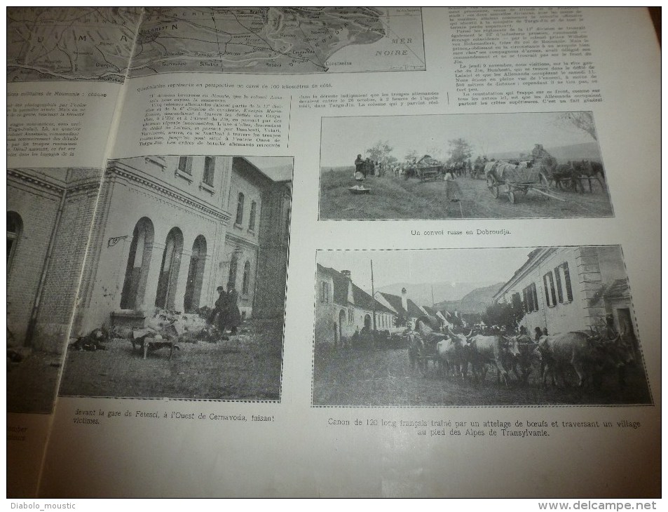 1917:ROUMANIE;ATTAQUE texte-dessins SCOTT;Attelage de 6 boeufs;RASPOUTINE assassiné;Le KARNAK torpillé;Italiens à KUTA