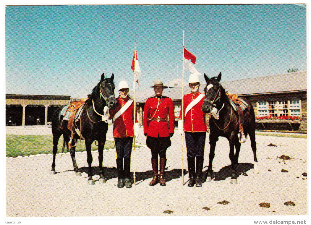 Fort Macleod: Royal Canadian Mounted Police; Flags & Horses, 'The Fort' - Alberta, Canada - Politie-Rijkswacht