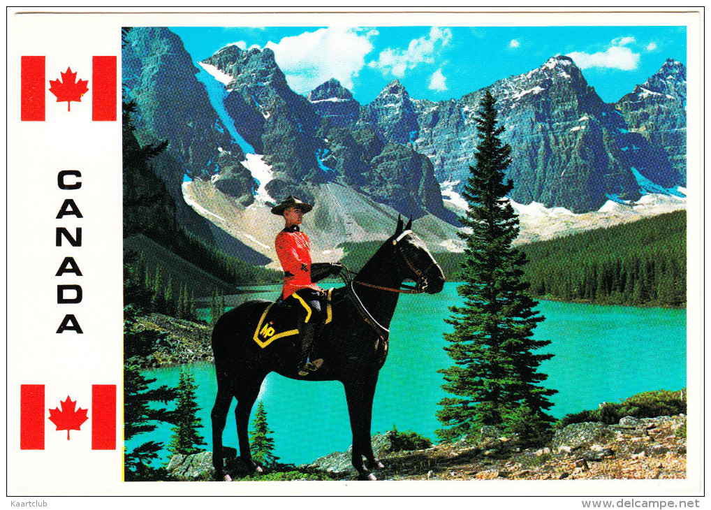 A Member Of The Famous Royal Canadian Mounted Police Set Against A Majestic Mountain Background -  Canada - Police - Gendarmerie