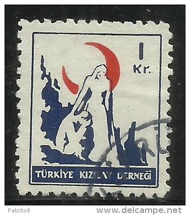 TURCHIA - TURKÍA - TURKEY 1948 POSTAL TAX SEGNATASSE NURSE OFFERING ENCOURAGEMENT 1 K USATO USED - Timbres-taxe