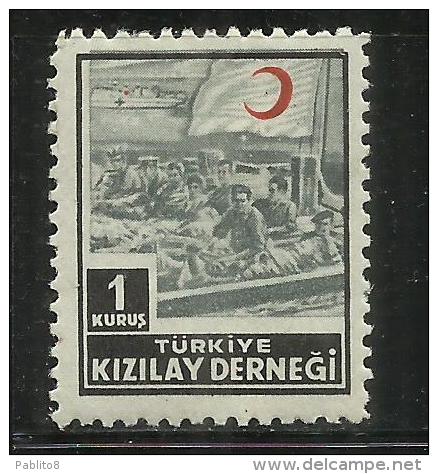 TURCHIA TURKÍA TURKEY 1955 POSTAL TAX SEGNATASSE Wounded Soldiers On Landing Raft 1 K MH - Timbres-taxe