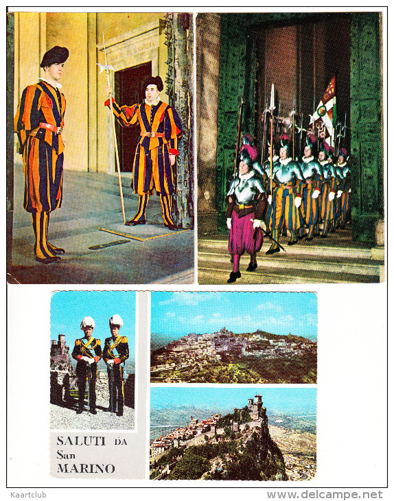 3 Postcards :  GUARDIA / Guards; Roma, San Marino & Citta Del Vaticano - Italia - Politie-Rijkswacht