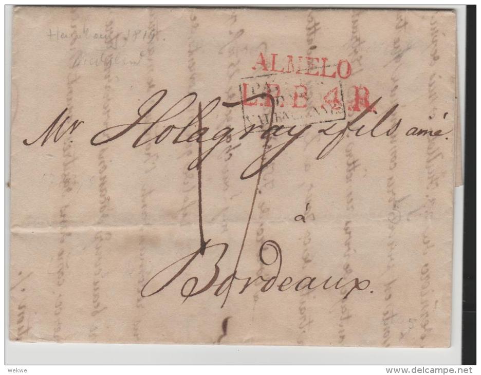 Nlc015/- NIEDERLANDE -  Almelo 1819 Nach Bordeaux Via Valenciene. Brief Mit Textinhalt. - ...-1852 Precursori