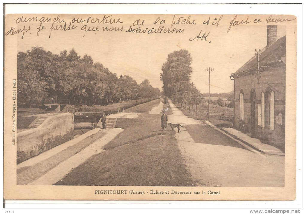 PIGNICOURT   Ecluse Et Deversoir Sur Le Canal - Péniches