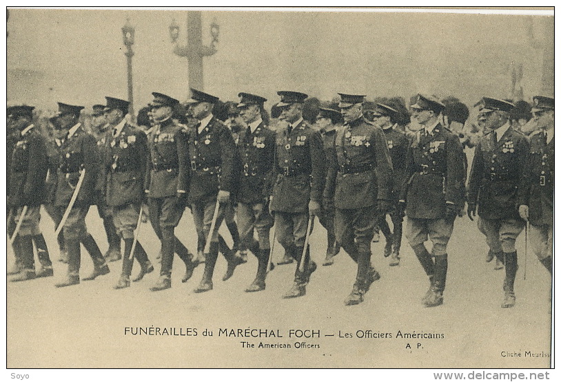 Funerailles Du Marechal Foch Officiers Americains American Officers WWI Edit Papeghin Paris Tours - Beerdigungen