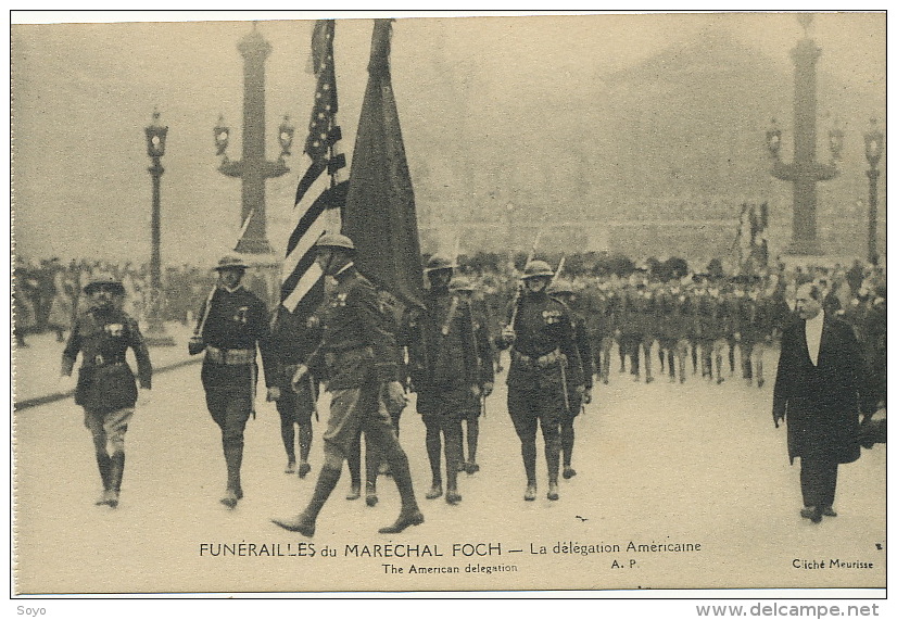 Funerailles Du Marechal Foch Officiers Americains American Delegation WWI Edit Papeghin Paris Tours - Beerdigungen