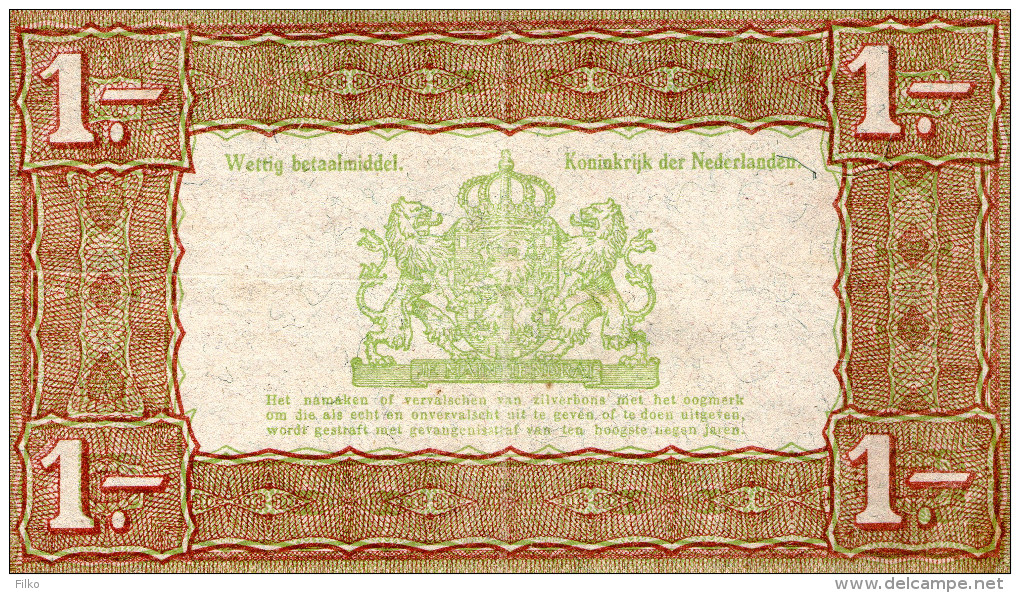 Netherland,Zilverbon 1gulden 1938,Serie:GT,P.61,as Scan - 1 Florín Holandés (gulden)