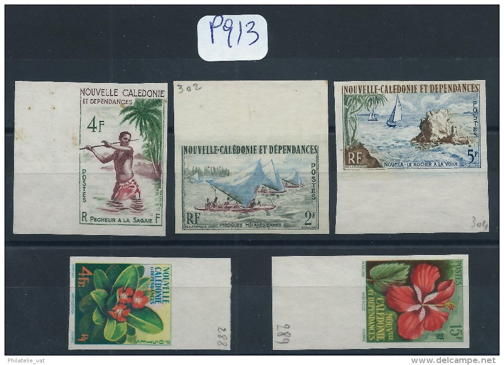 NOUVELLE CALEDONIE LOT DE 5 VALEURS NONS DENTELES  SANS GOMME - Imperforates, Proofs & Errors