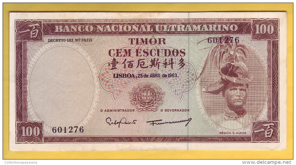 TIMOR - Billet De 100 Escudos. 25-04-63. Pick: 28a. SUP - Timor