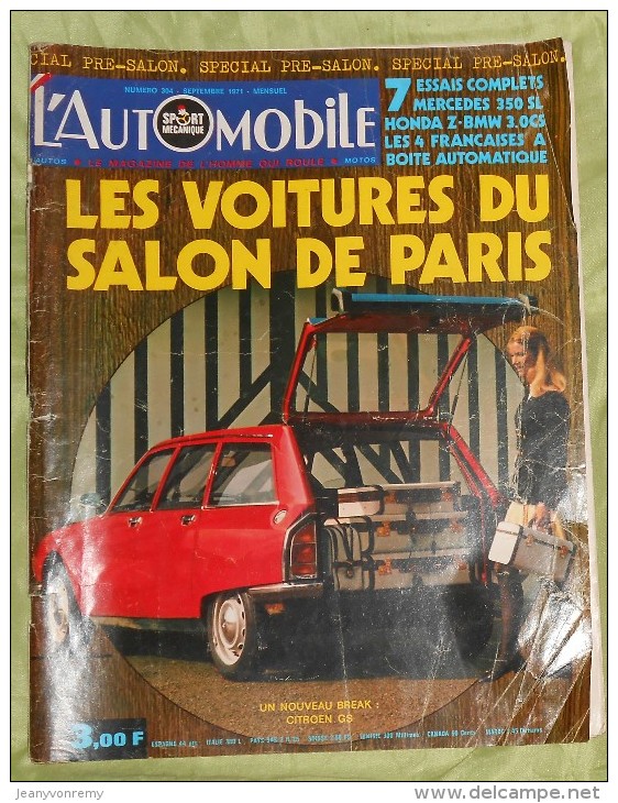 L´Automobile Sport Mécanique. N° 304. Septembre 1971. Les Voitures Du Salon De Paris. Un Nouveau Break Citroën GS. - Sport