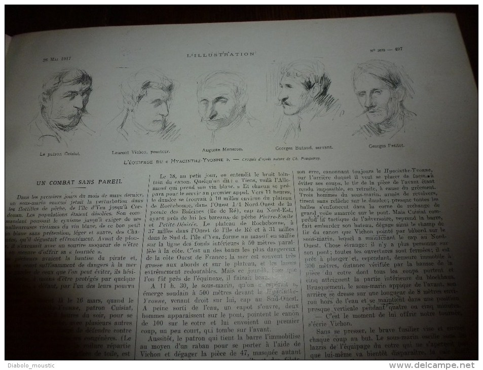 1917: Alphonse XIII;Texte LOTI;Front italien Cucco,Santo;Florence;Croquis FLAMENG;Russie;Exploit marins HYACINTHE-YVONNE