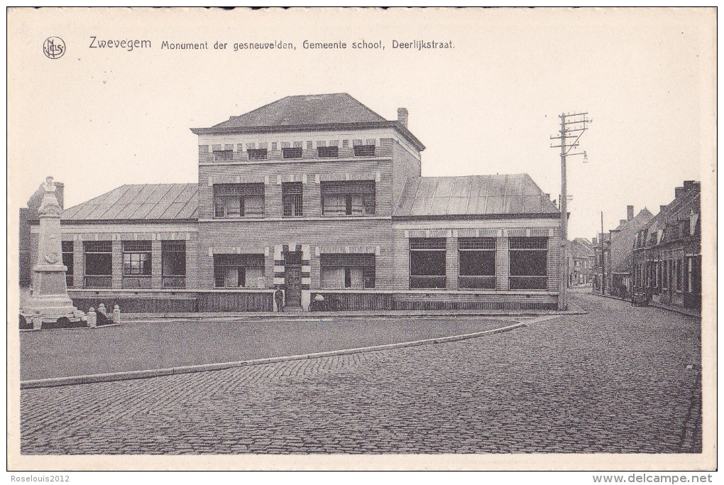 ZWEVEGEM : Monument Der Gesneuvelden, Gemmente School, Deerlijkstraat - Zwevegem