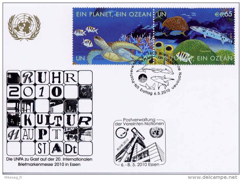 ONU Vienne 2010 - White Card Essen 6-8 5 2010 "Ein Planet Ein Ozean" - Cartes-maximum