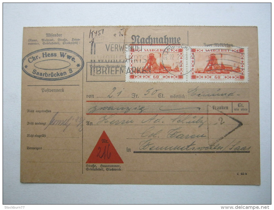 1933, NN-Karte  Aus Saarbrücken - Storia Postale