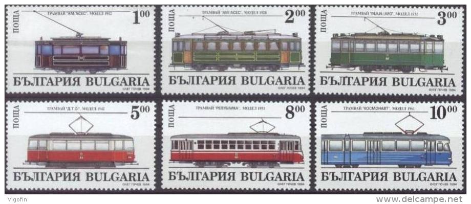 BG 1994 TRAMWAY IN BG, BULGARIA, 6v, MNH - Tranvie