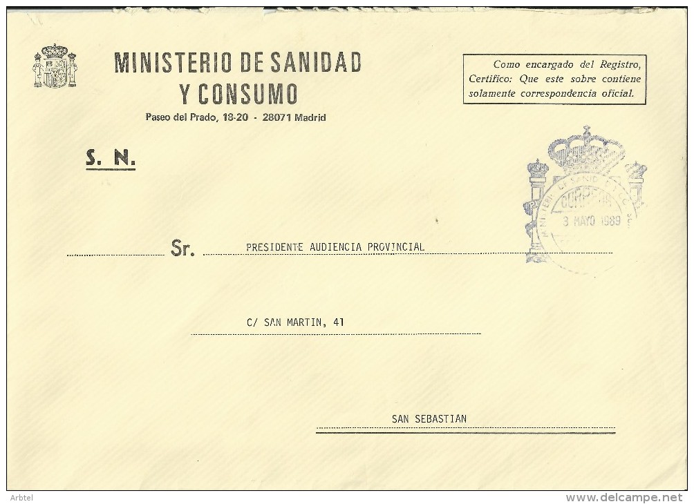 MADRID CC CON FRANQUICIA MINISTERIO DE SANIDAD Y CONSUMO - Postage Free